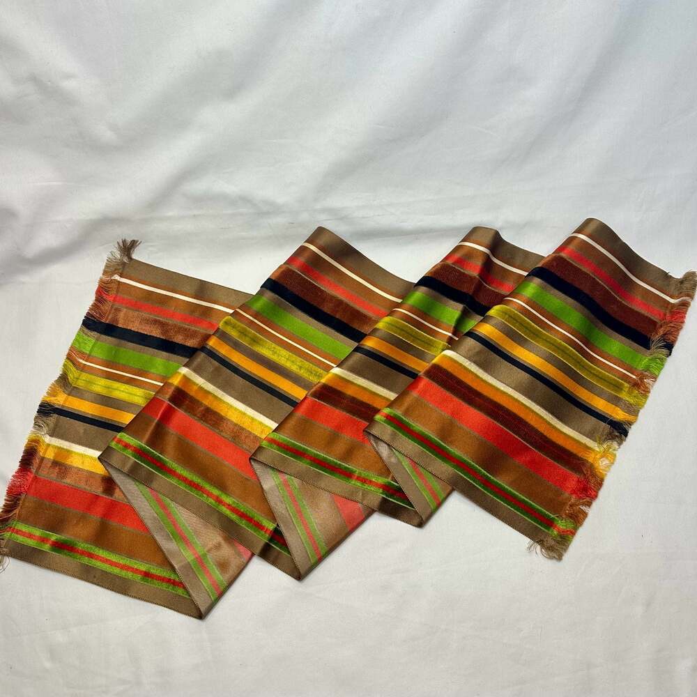 Vintage Marshall Field & Company Striped Silk Velvet Scarf Stole Made in France